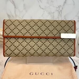 Gucci Diamante Canvas Continental Wallet with Dust Bag EUC